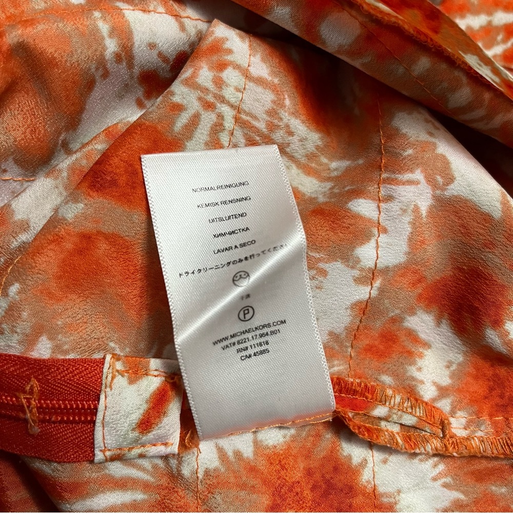 MICHAEL MICHAEL KORS size 2 sleeveless layered orange cocktail print dress - Picture 9 of 9
